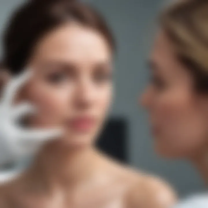 A dermatologist consulting with a patient about acne treatments