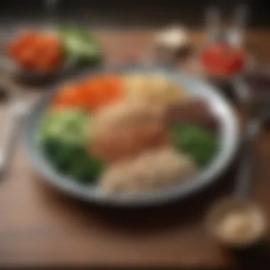 Balanced Diet for Managing Ankylosing Spondylitis A plate filled with whole grains, legumes, and vegetables, highlighting a balanced diet.