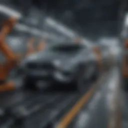 Robotic assembly line in a modern automotive factory