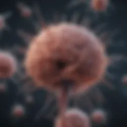 Illustration of melanoma cells invading brain tissue