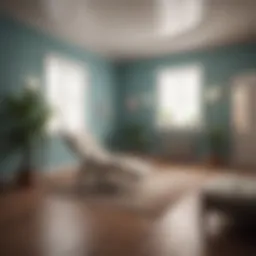 A serene therapy room with calming colors, symbolizing cognitive therapy for phobias.