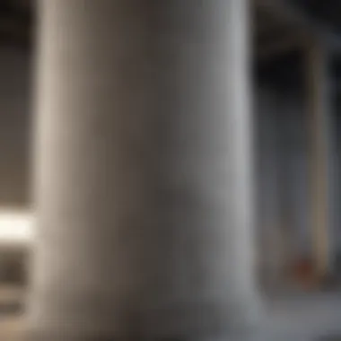 A cross-section view of a reinforced concrete column illustrating structural components.