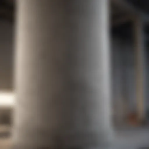 A cross-section view of a reinforced concrete column illustrating structural components.