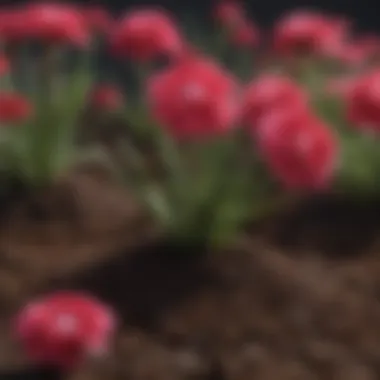 Ideal Soil for Dianthus An illustration of ideal soil composition for cultivating Dianthus, highlighting nutrients and pH levels.