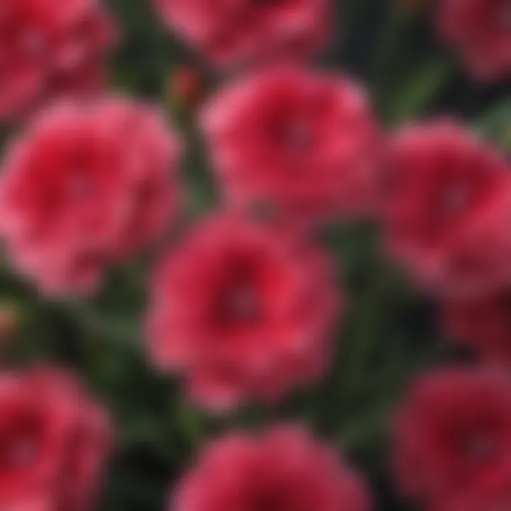 A vibrant display of Dianthus flowers in full bloom, showcasing their diverse colors and shapes.