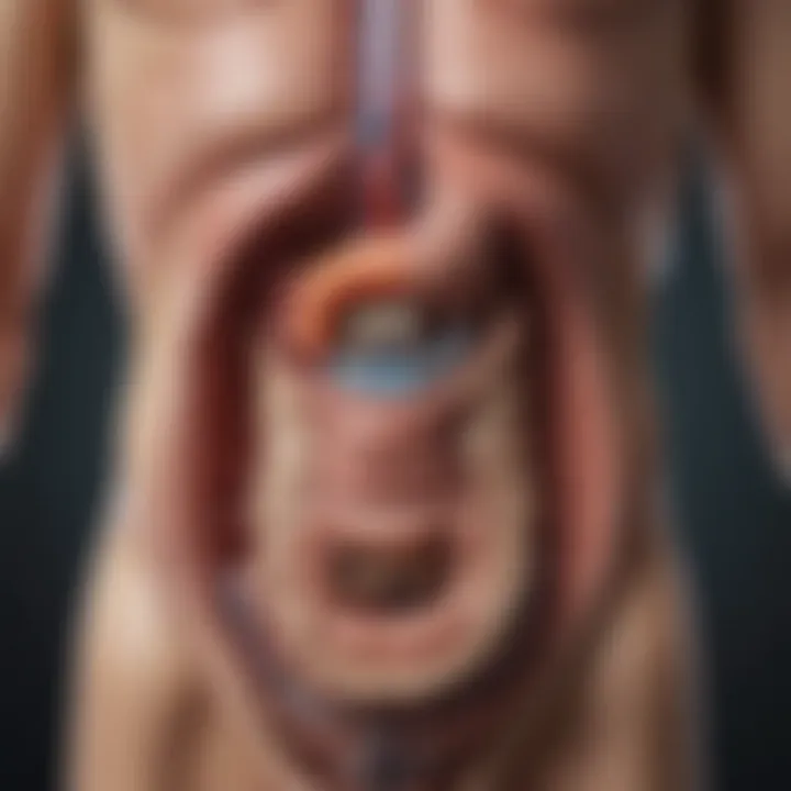 Illustration showing the interaction between the gastrointestinal and urinary systems.