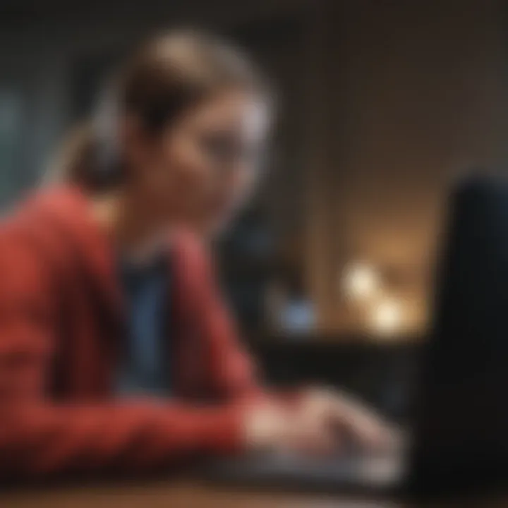 A student engaging with digital resources on a laptop.