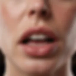 Inflamed lips showing symptoms of eczematous cheilitis