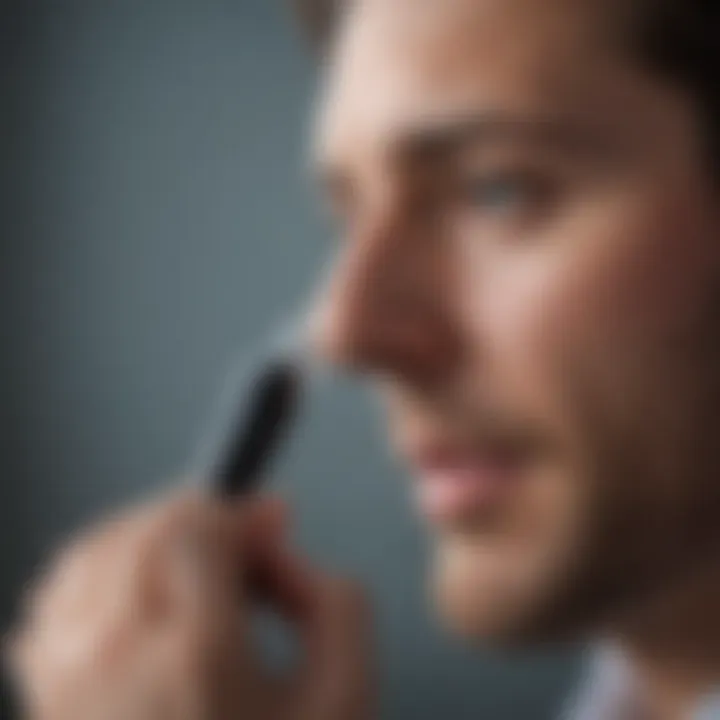 An otoscope being used in a clinical setting