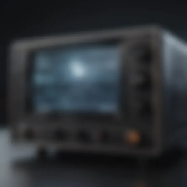 Modern digital trunked radio scanner in action monitoring communication channels