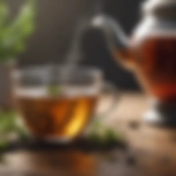 Detailed view of herbal tea steeping