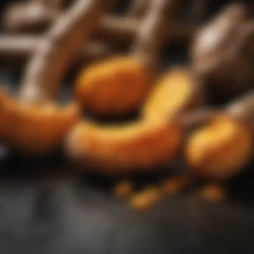 Turmeric root with its vibrant color and texture