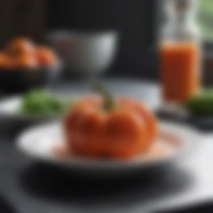 A modern kitchen setting with dishes enhanced by bell pepper powder