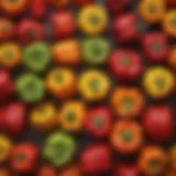 A vibrant array of powdered bell pepper in various colors
