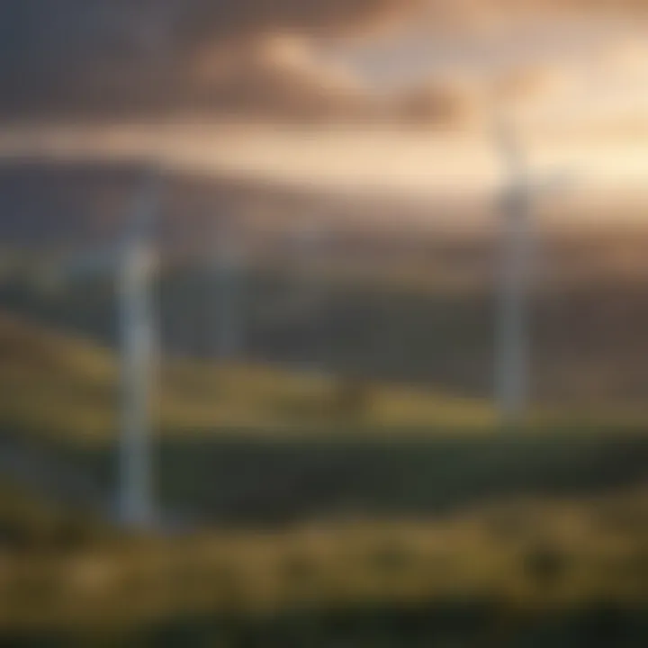 Wind turbines generating clean energy in a landscape