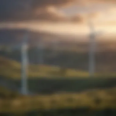 Wind Power Generation Wind turbines generating clean energy in a landscape