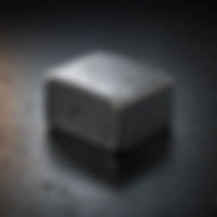 Close-up of tantalum metal ingot showcasing its lustrous surface and unique texture