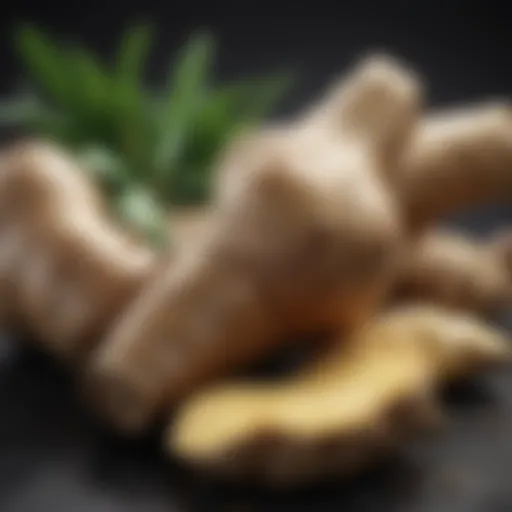 Fresh ginger root with visible texture and color variation