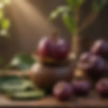 Traditional medicine setup featuring mangosteen as a key ingredient