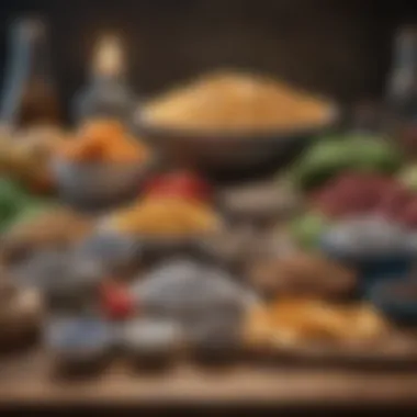 A variety of zinc-rich foods on a table