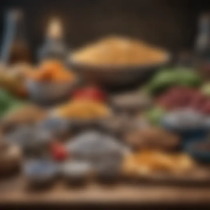 A variety of zinc-rich foods on a table
