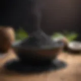 Coconut shell activated charcoal powder in a bowl