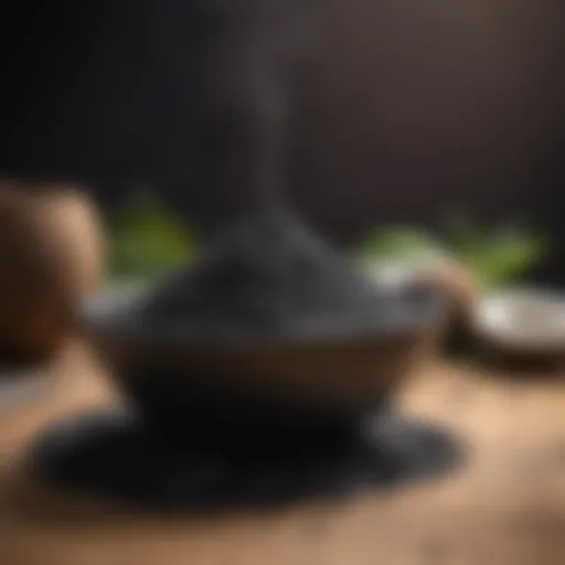 Coconut shell activated charcoal powder in a bowl