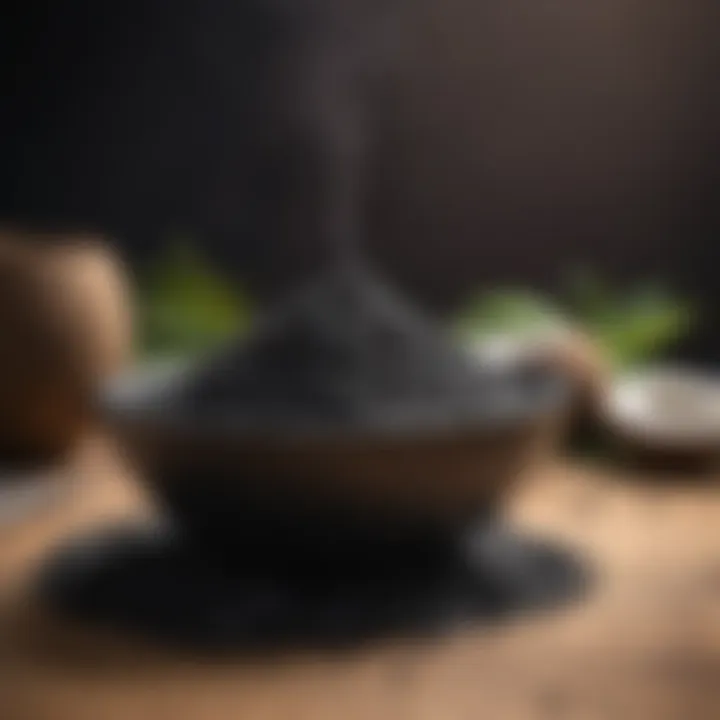 Coconut shell activated charcoal powder in a bowl