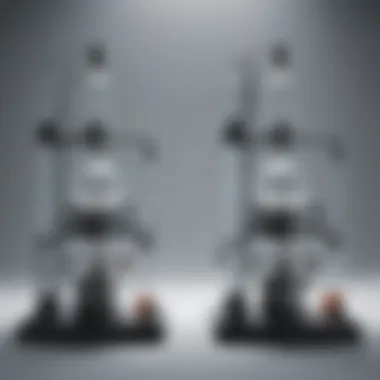 Side-by-side comparison of different types of water distillation units used in labs