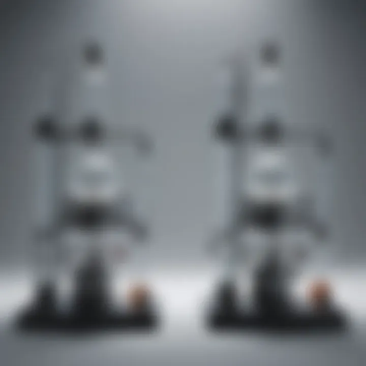Side-by-side comparison of different types of water distillation units used in labs