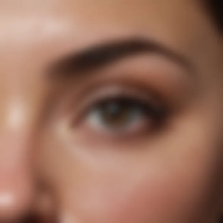 Detailed view of eyebrow tattoo technique