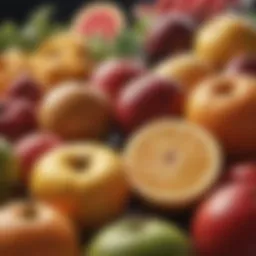 Colorful assortment of fruits rich in potassium