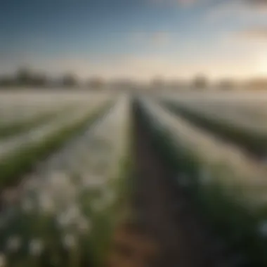 Natural Garlic Fields A serene landscape of garlic fields under a blue sky