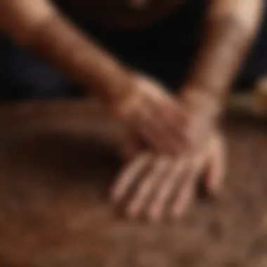Intricate Henna Artistry Intricate henna designs on a decorative surface