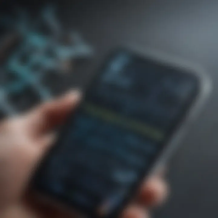 Close-up of a phone ECG monitor in use