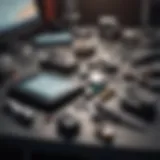 A detailed view of mobile forensic tools on a workstation