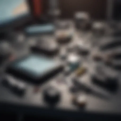 A detailed view of mobile forensic tools on a workstation