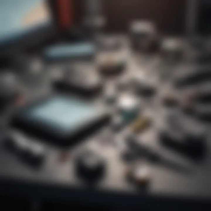 A detailed view of mobile forensic tools on a workstation