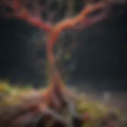 Illustration of neural pathways with nutrients
