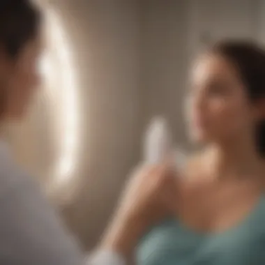 Consultation on Skincare During Pregnancy Pregnant woman consulting with healthcare professional