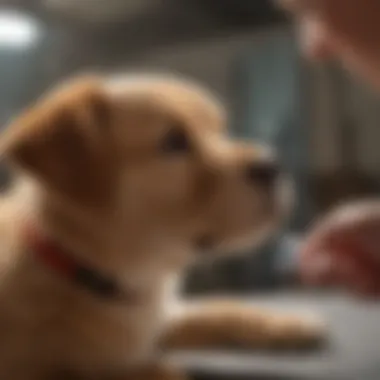 Close-up of a puppy receiving a dose of Cocci Guard