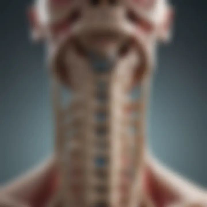 Illustration of cervical spine with disc replacement