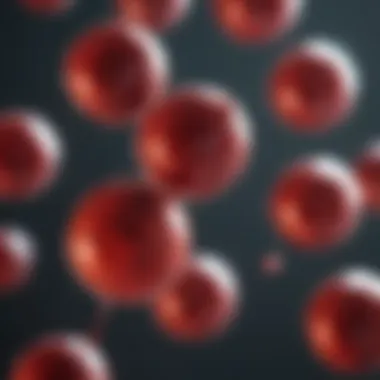 A close-up view of blood cells affected by a sickle shape.