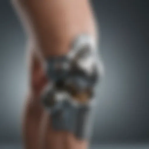 Detailed view of a steel knee prosthesis