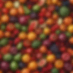 A colorful array of fiber-rich fruits and vegetables