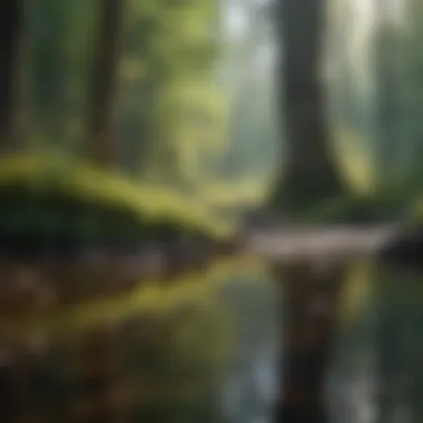 A tranquil scene with nature sounds being played