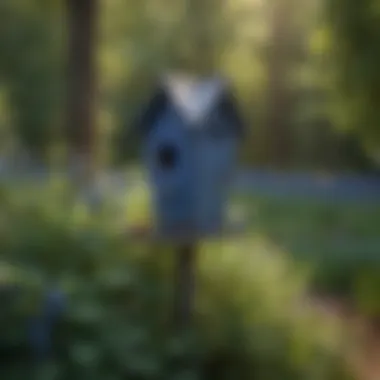 A visual of a birdhouse placed strategically near blueberry crops
