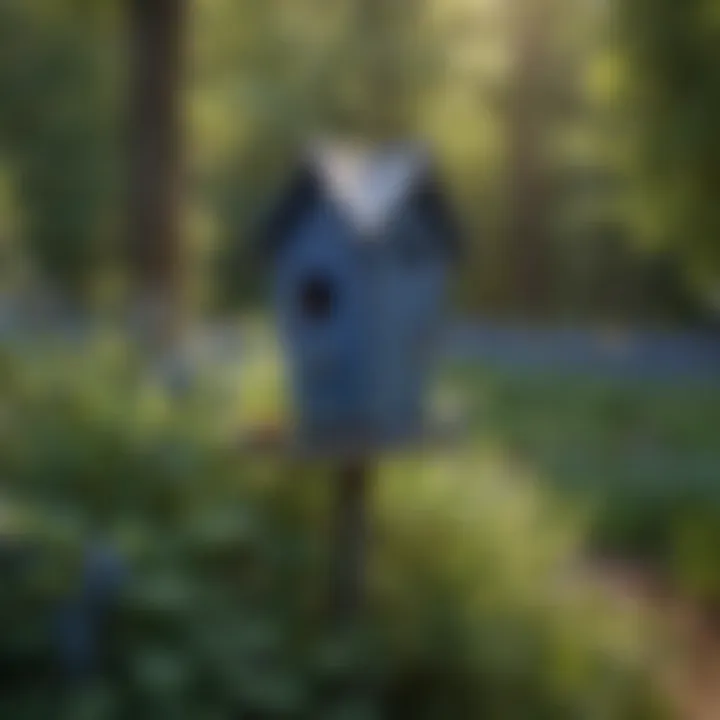 A visual of a birdhouse placed strategically near blueberry crops