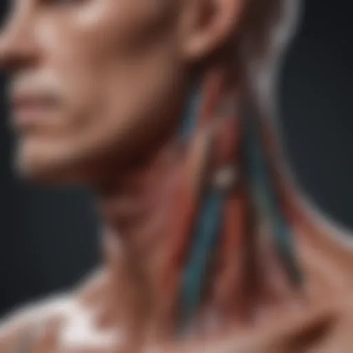 Illustration of neck anatomy highlighting muscle groups