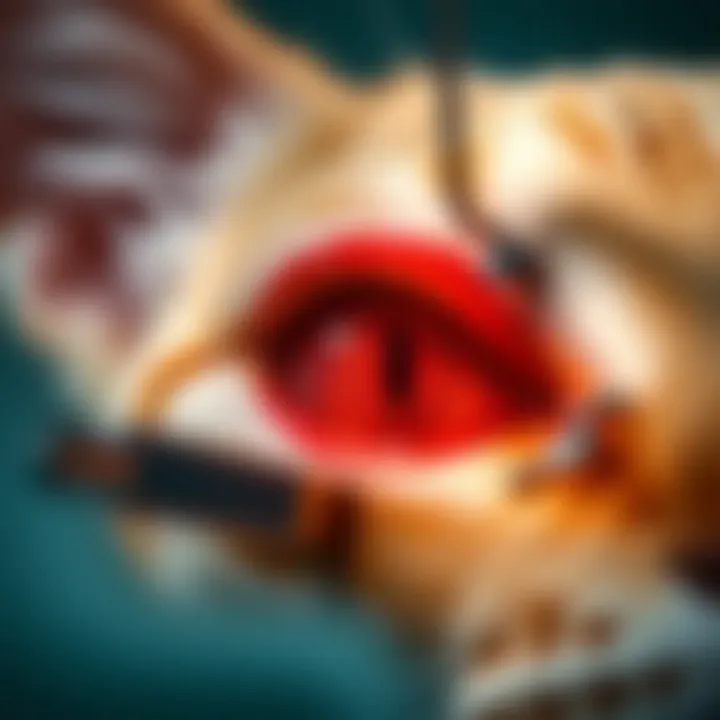 Illustration of surgical procedure for third eyelid correction